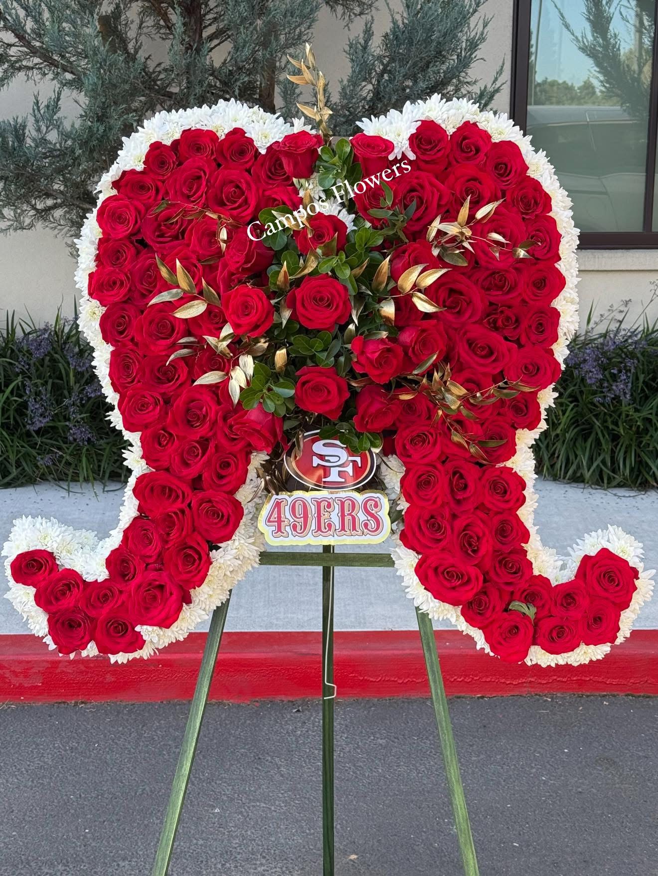 49ers Forever Fan Angel Wings — custom floral piece